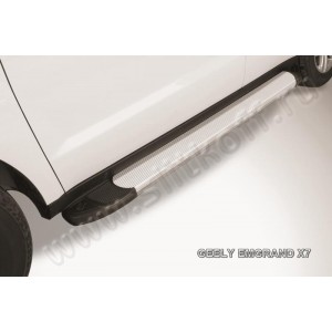 Slitkoff AL-GEX7002 пороги алюминиевые "Optima Silver" 1700 серебристые Geely Emgrand X7