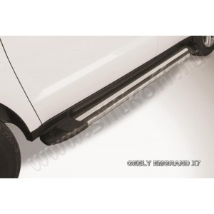 Slitkoff AL-GEX7003 пороги алюминиевые "Luxe Black" 1700 черные Geely Emgrand X7