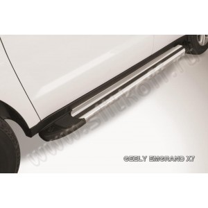 Slitkoff AL-GEX7004 пороги алюминиевые "Luxe Silver" 1700 серебристые Geely Emgrand X7