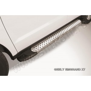 Slitkoff AL-GEX7005 пороги алюминиевые "Standart Silver" 1700 серебристые Geely Emgrand X7