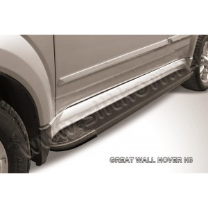 Slitkoff AL-GWH3001 пороги алюминиевые "Optima Black" Great Wall Hover H3