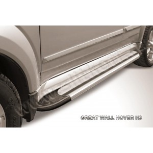 Slitkoff AL-GWH3004 пороги алюминиевые "Luxe Silver" серебристые Great Wall Hover H3
