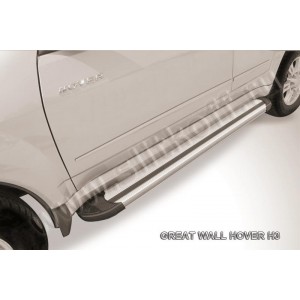 Slitkoff AL-GWH5004 пороги алюминиевые "Luxe Silver" серебристые Great Wall Hover H5