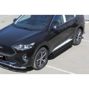 Slitkoff AL-Hav7001 пороги алюминиевые "Optima Black" 1800 черные Haval F7 (2019)