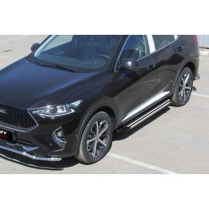 Slitkoff AL-Hav7003 пороги алюминиевые "Luxe Black" 1800 черные Haval F7 (2019)