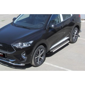 Slitkoff AL-Hav7004 пороги алюминиевые "Luxe Silver" 1800 серебристые Haval F7 (2019)