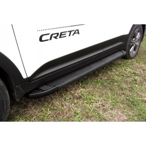 Slitkoff AL-HCRET4WD001 пороги алюминиевые "Optima Black" 1700 черные Hyundai Creta 4WD 2016