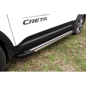 Slitkoff AL-HCRET4WD003 пороги алюминиевые "Luxe Black" 1700 черные Hyundai Creta 4WD 2016