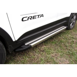 Slitkoff AL-HCRET4WD004 пороги алюминиевые "Luxe Silver" 1700 серебристые Hyundai Creta 4WD 2016