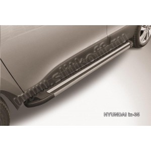 Slitkoff AL-Hix35003 пороги алюминиевые "Luxe Black" черные Hyundai ix-35