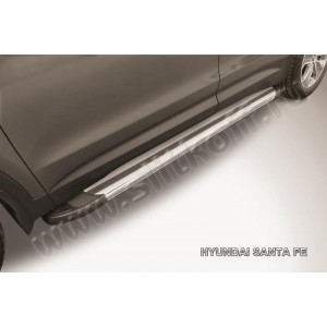 Slitkoff AL-HSFG004 пороги алюминиевые "Luxe Silver" серебристые Hyundai Grand Santa Fe (2014)