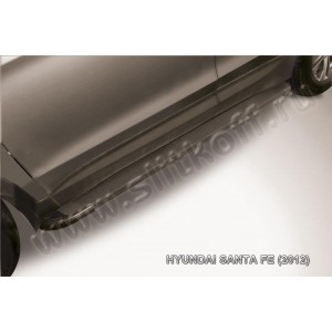 Slitkoff AL-HSFT1201 пороги алюминиевые "Optima Black" Hyundai Santa Fe (2012)