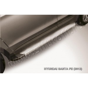 Slitkoff AL-HSFT1202 пороги алюминиевые "Optima Silver" Hyundai Santa Fe (2012)