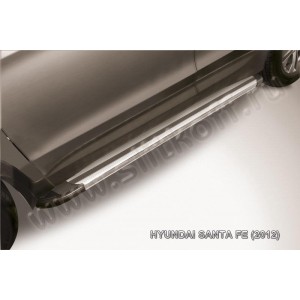 Slitkoff AL-HSFT1204 пороги алюминиевые "Luxe Silver" серебристые Hyundai Santa Fe (2012)