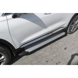 Slitkoff AL-HSFT1802 пороги алюминиевые "Optima Silver" 1800 серебристые Hyundai Santa Fe (2018)