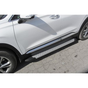 Slitkoff AL-HSFT1805 пороги алюминиевые "Standart Silver" 1800 серебристые Hyundai Santa Fe (2018)