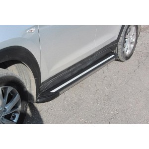 Slitkoff AL-HT18003 пороги алюминиевые "Luxe Black" 1700 черные Hyundai Tucson (2018)