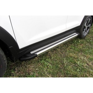 Slitkoff AL-HT4WD15004 пороги алюминиевые "Luxe Silver" 1700 серебристые Hyundai Tucson 4WD (2015)