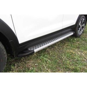 Slitkoff AL-HT4WD15005 пороги алюминиевые "Standart Silver" 1700 серебристые Hyundai Tucson 4WD (2015)