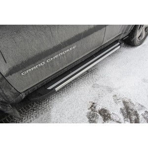 Slitkoff AL-JGCH003 пороги алюминиевые "Luxe Black" 1550 черные Jeep Grand Cherokee (2011)