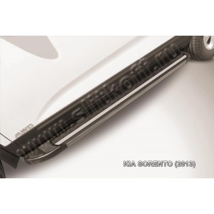 Slitkoff AL-KS1303 пороги алюминиевые "Luxe Black" черные KIA Sorento (2013)