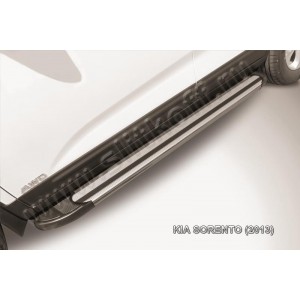 Slitkoff AL-KS1304 пороги алюминиевые "Luxe Silver" серебристые KIA Sorento (2013)