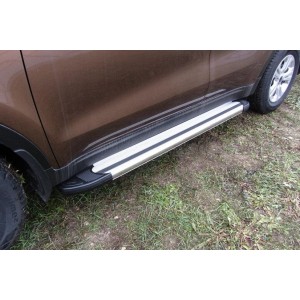 Slitkoff AL-KSP16004 пороги алюминиевые "Luxe Silver" 1700 серебристые KIA Sportage (2016)