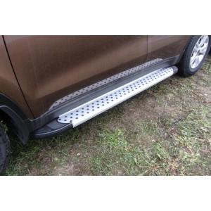 Slitkoff AL-KSP16005 пороги алюминиевые "Standart Silver" 1700 серебристые KIA Sportage (2016)