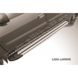 Slitkoff AL-LadLar004 пороги алюминиевые "Luxe Silver" серебристые Lada Largus