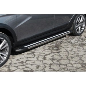 Slitkoff AL-LadVSWCR03 пороги алюминиевые "Luxe Black" 1800 черные Lada Vesta SW Cross
