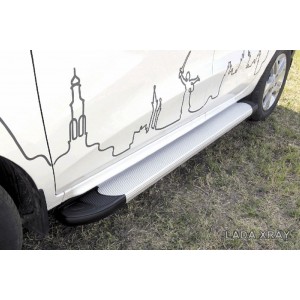 Slitkoff AL-LadXR002 пороги алюминиевые "Optima Silver" 1700 серебристые Lada XRay