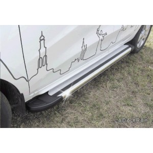 Slitkoff AL-LadXR004 пороги алюминиевые "Luxe Silver" 1700 серебристые Lada XRay