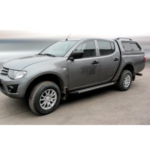 Slitkoff AL-ML-003 пороги алюминиевые "Luxe Black" 1800 черные Mitsubishi L-200 Triton