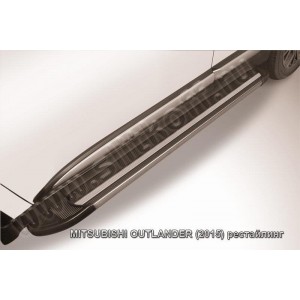 Slitkoff AL-MOUT1503 пороги алюминиевые "Luxe Black" 1700 черные Mitsubishi Outlander (2015)