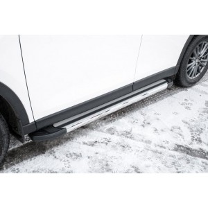 Slitkoff AL-MZCX17504 пороги алюминиевые "Luxe Silver" 1700 серебристые Mazda CX-5 (2017)