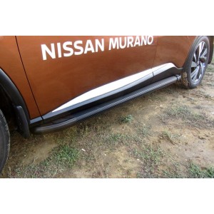 Slitkoff AL-NIM16001 пороги алюминиевые "Optima Black" 1800 черные Nissan Murano (2016)