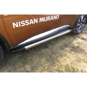 Slitkoff AL-NIM16004 пороги алюминиевые "Luxe Silver" 1800 серебристые Nissan Murano (2016)