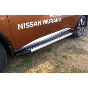 Slitkoff AL-NIM16005 пороги алюминиевые "Standart Silver" 1800 серебристые Nissan Murano (2016)