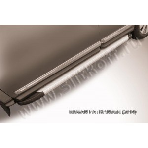 Slitkoff AL-NIP14-002 пороги алюминиевые "Optima Silver" Nissan Pathfinder (2014)