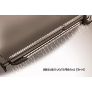 Slitkoff AL-NIP14-003 пороги алюминиевые "Luxe Black" черные Nissan Pathfinder (2014)