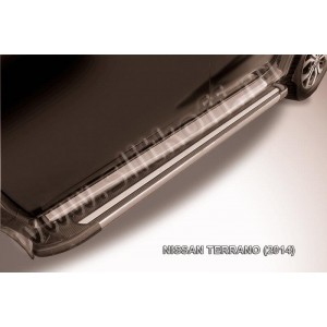 Slitkoff AL-NTER14-03 пороги алюминиевые "Luxe Black" 1700 черные Nissan Terrano (2014)