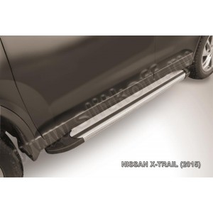 Slitkoff AL-NXT15-04 пороги алюминиевые "Luxe Silver" серебристые Nissan X-Trail (2015)