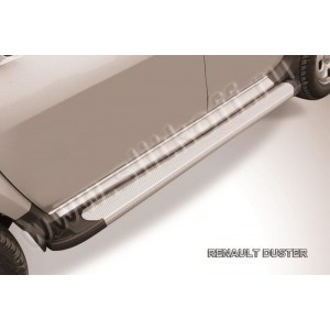 Slitkoff AL-RD002 пороги алюминиевые "Optima Silver" 1800 серебристые Renault Duster