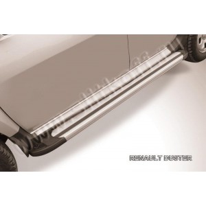 Slitkoff AL-RD004 пороги алюминиевые "Luxe Silver" 1800 серебристые Renault Duster