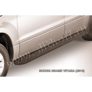 Slitkoff AL-SGV12001 пороги алюминиевые "Optima Black" 1700 черные Suzuki Grand Vitara (2012)