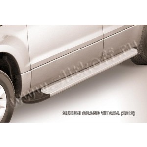 Slitkoff AL-SGV12002 пороги алюминиевые "Optima Silver" 1700 серебристые Suzuki Grand Vitara (2012)