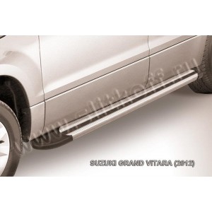 Slitkoff AL-SGV12004 пороги алюминиевые "Luxe Silver" 1700 серебристые Suzuki Grand Vitara (2012)