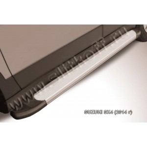 Slitkoff AL-SSX4002 пороги алюминиевые "Optima Silver" 1700 серебристые Suzuki SX-4 (2014)