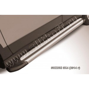 Slitkoff AL-SSX4004 пороги алюминиевые "Luxe Silver" 1700 серебристые Suzuki SX-4 (2014)