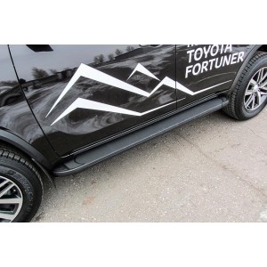 Slitkoff AL-TFOR-001 пороги алюминиевые "Optima Black" 1800 черные Toyota Fortuner (2017)